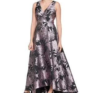 SLNY Black and Pink Floral High Low Dress*124*